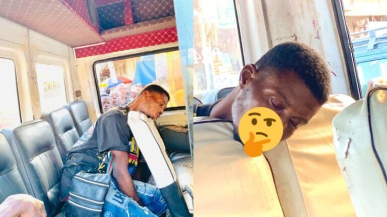 An unidentified man who initially appeared to be dozing off has tragically passed on in a trotro bus from Tarkwa to Kumasi according to information smartandstuck.com has gathered.
