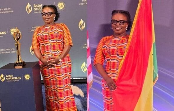 Naomi Oyoe Ohene Oti , a nurse at the Korle-bu Teaching Hospital in Accra has been honored at the Aster Guardians Global Nursing Award 2025, recognizing her exemplary contributions to the healthcare field