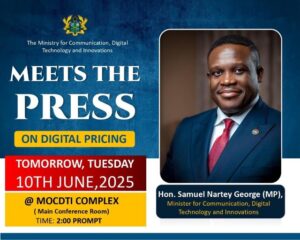 Sam George, is scheduled to hold a press briefing today, June 10, to address the Ghanaian public regarding digital pricing and the government's efforts to help reduce the high cost of data prices in the country. 