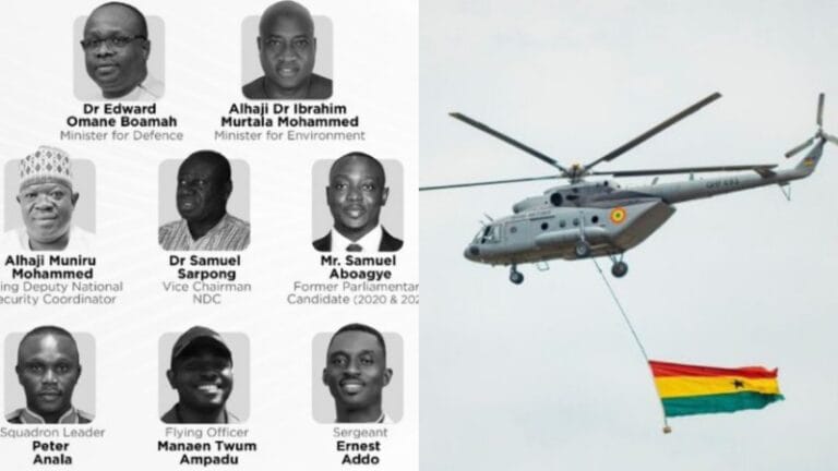 On Wednesday, August 6, 2025, Ghana mourned the tragic demise of eight individuals who were on an important mission when the Ghana Air Force helicopter reportedly crashed into a tree in the Adansi region of Ashanti Region.