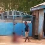 A disturbing video making rounds on social media has captured a landlord, John Odartey Lamptey, who is seriously beating his wife while she is undressed.