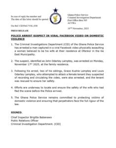 The Criminal Investigations Department of the Ghana Police Service has taken into custody the landlord captured in a video beating his wife while she was naked.