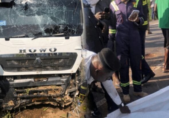 Three persons have perished while six others are in critical condition after a Howo tipper truck crashed into a Daewoo Matiz leaving one person unharmed.