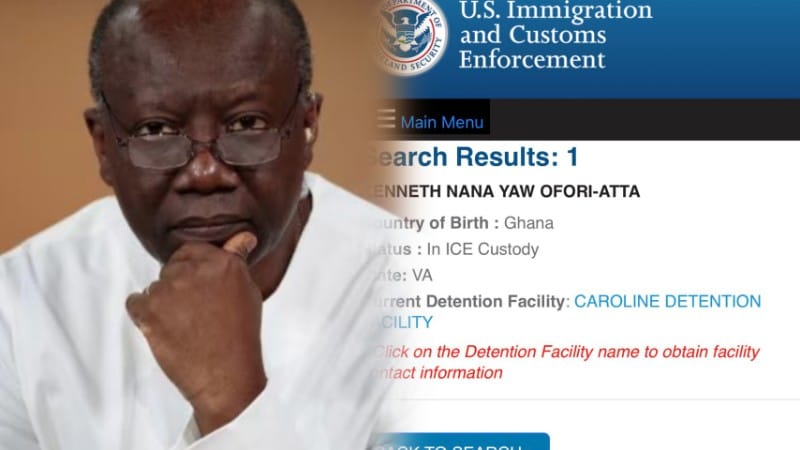 Ken Ofori-Atta, former finance minister of Ghana has been arrested and detained by the US Immigration and Customs Enforcement (ICE).