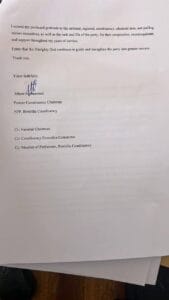 The Chairman of the New Patriotic Party (NPP) in the Bimbilla Constituency, Mbow Mohammed,has revealed in a letter seeking to take a back seat in the party. 