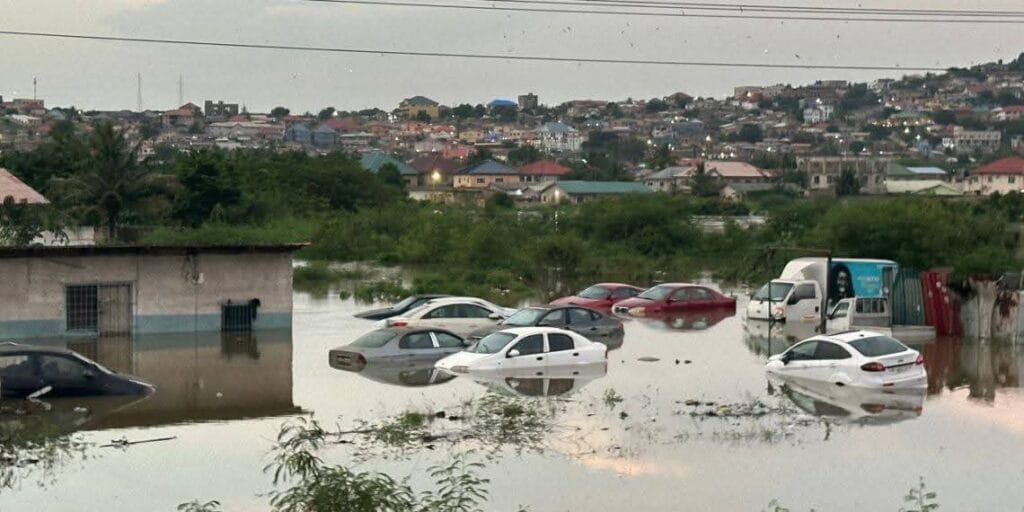 The Ghana Institution of Engineers says the city has lost much of its natural water retention areas, so stormwater now runs off too quickly and overwhelms drains