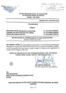 The Accra High Court has been notified that the New Patriotic Party's (NPP) Regional Chairman in the Ashanti region, Bernard Antwi-Boasiako, is pursuing a plea bargain in the current criminal case concerning purported fraud linked to the Ghana Export-Import Bank (EXIM Bank).
