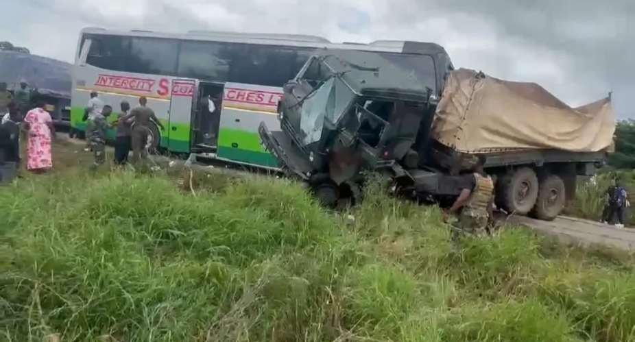 A Ghana Armed Forces vehicle transporting personnel to Bawku was involved in a collision with a State Transport Corporation (STC) bus at Nkenkesu in the Ashanti Region