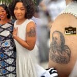 Priscilla Ofori, the bereaved spouse of the deceased Highlife icon Daddy Lumba, has honored her late husband by getting a tattoo-like image of him on her arm.