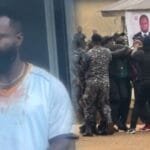 The Afigya Sekyere East parliamentary aspirant, Okatakyie Afrifa-Mensah, has been seen in a video with a bloodstained white shirt in what many have described as severe torture inflicted by police officers during his detention.
